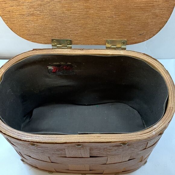 Vintage box purse with coin & tree wood top - Picture 4 of 9